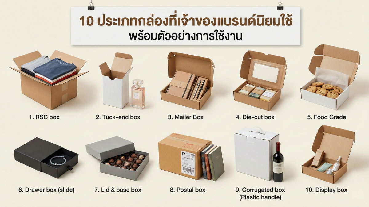 10 ประเภทกล่องที่เจ้าของแบรนด์นิยมใช้ พร้อมตัวอย่างการใช้งาน ⭐